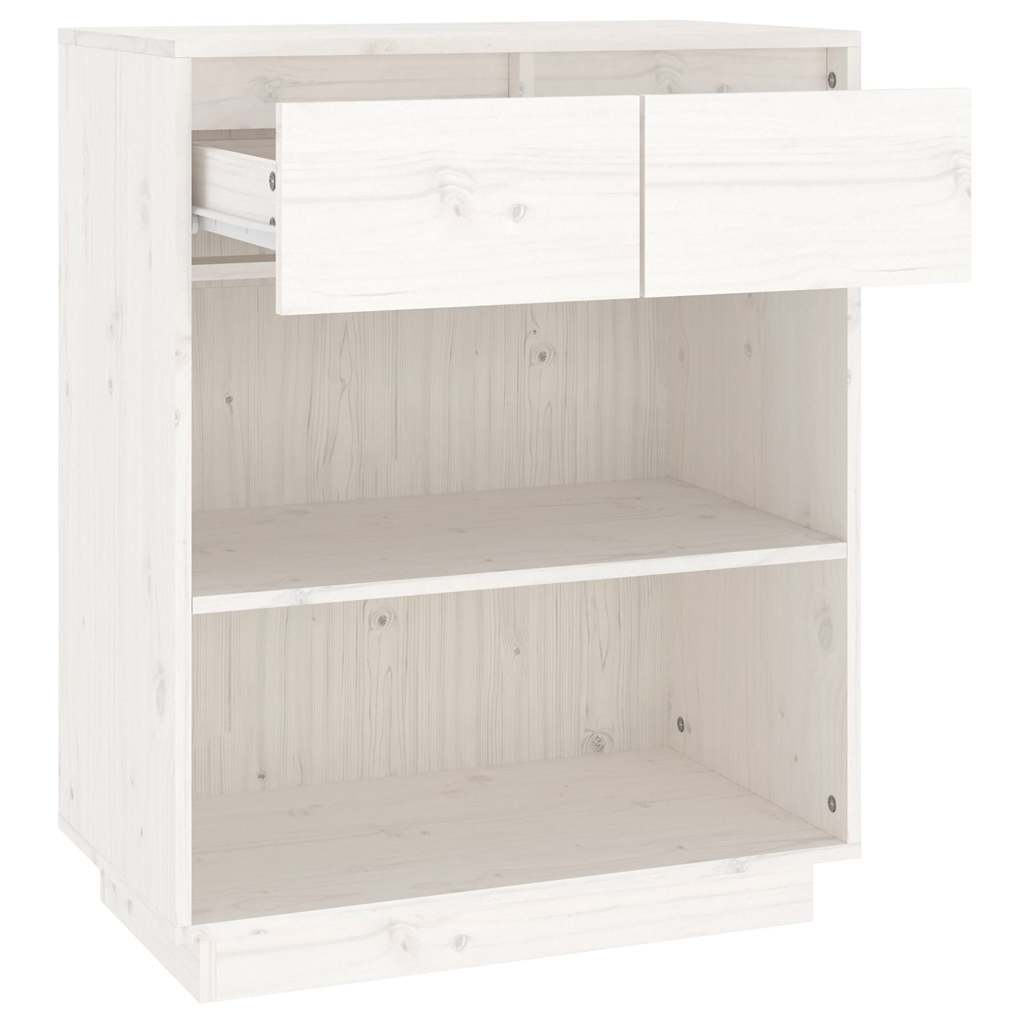 vidaXL Ντουλάπι Κονσόλα Λευκό 60 x 34 x 75 εκ. από Μασίφ Ξύλο Πεύκου