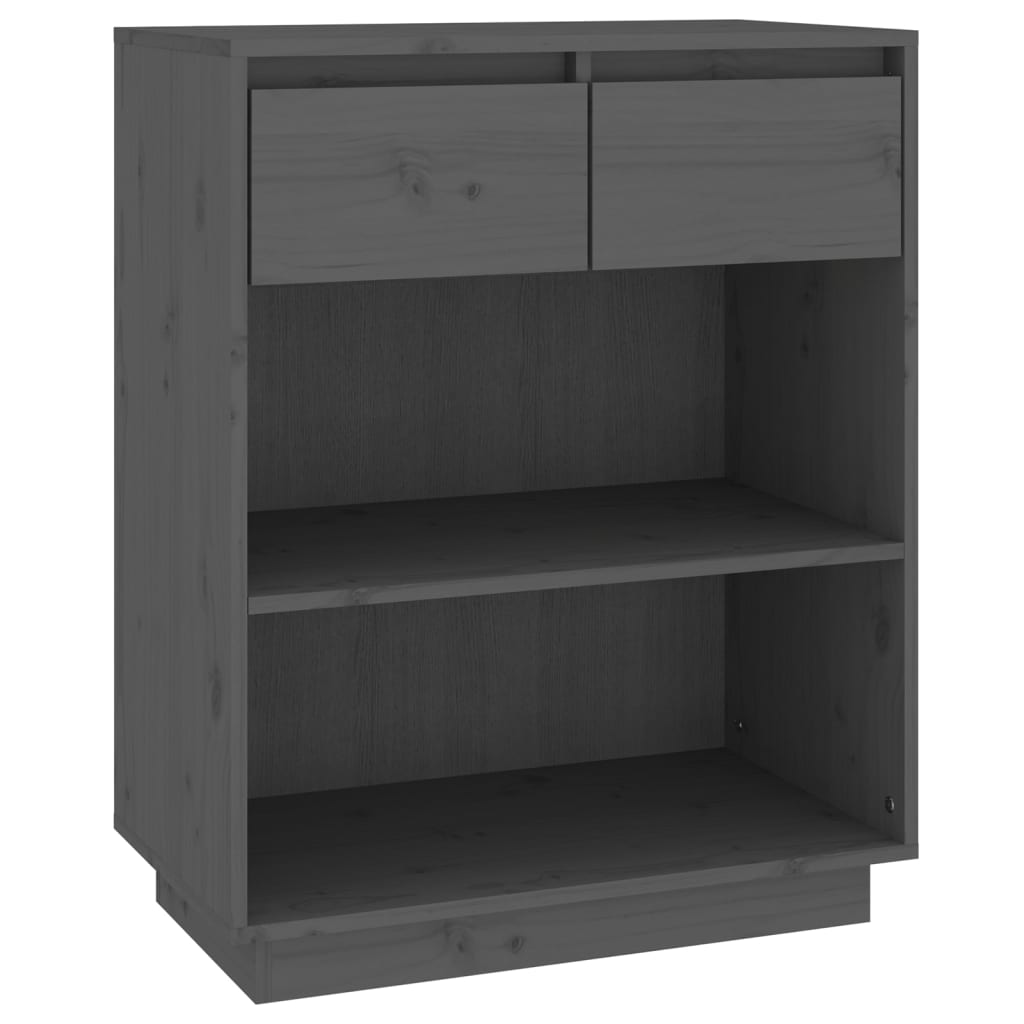vidaXL Ντουλάπι Κονσόλα Γκρι 60 x 34 x 75 εκ. από Μασίφ Ξύλο Πεύκου