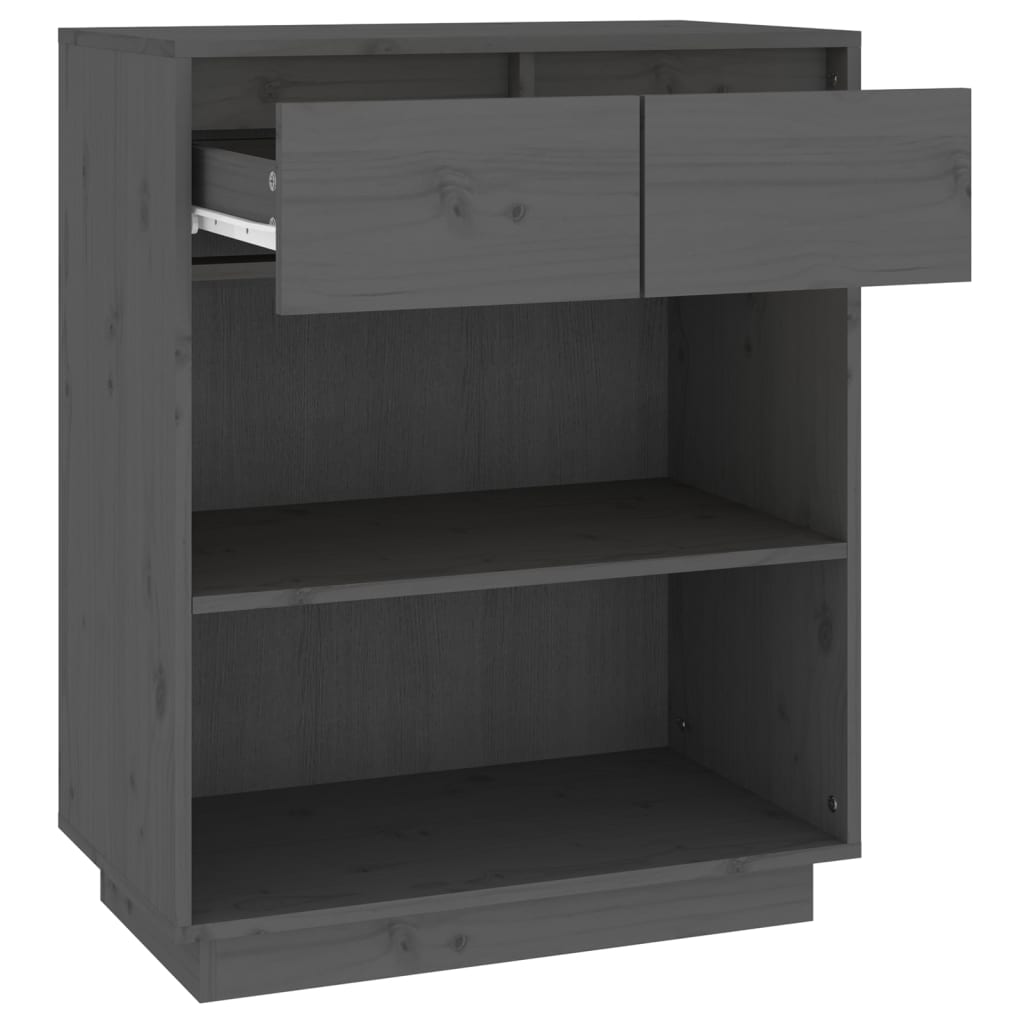 vidaXL Ντουλάπι Κονσόλα Γκρι 60 x 34 x 75 εκ. από Μασίφ Ξύλο Πεύκου