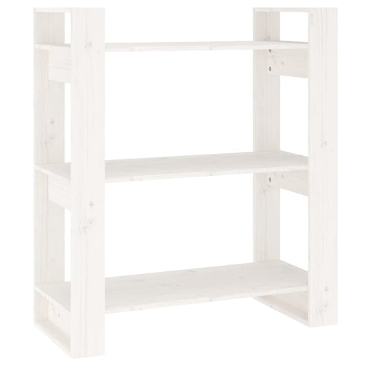 vidaXL Βιβλιοθήκη/Διαχωριστικό Χώρου Λευκό 80x35x91 εκ. Μασίφ Πεύκο