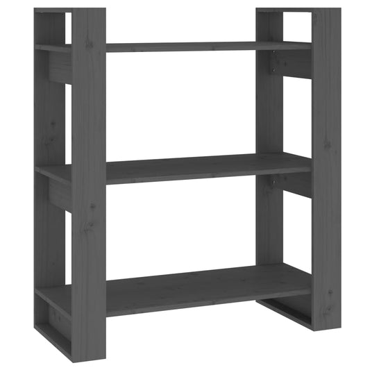 vidaXL Βιβλιοθήκη/Διαχωριστικό Χώρου Γκρι 80x35x91 εκ. Μασίφ Πεύκο