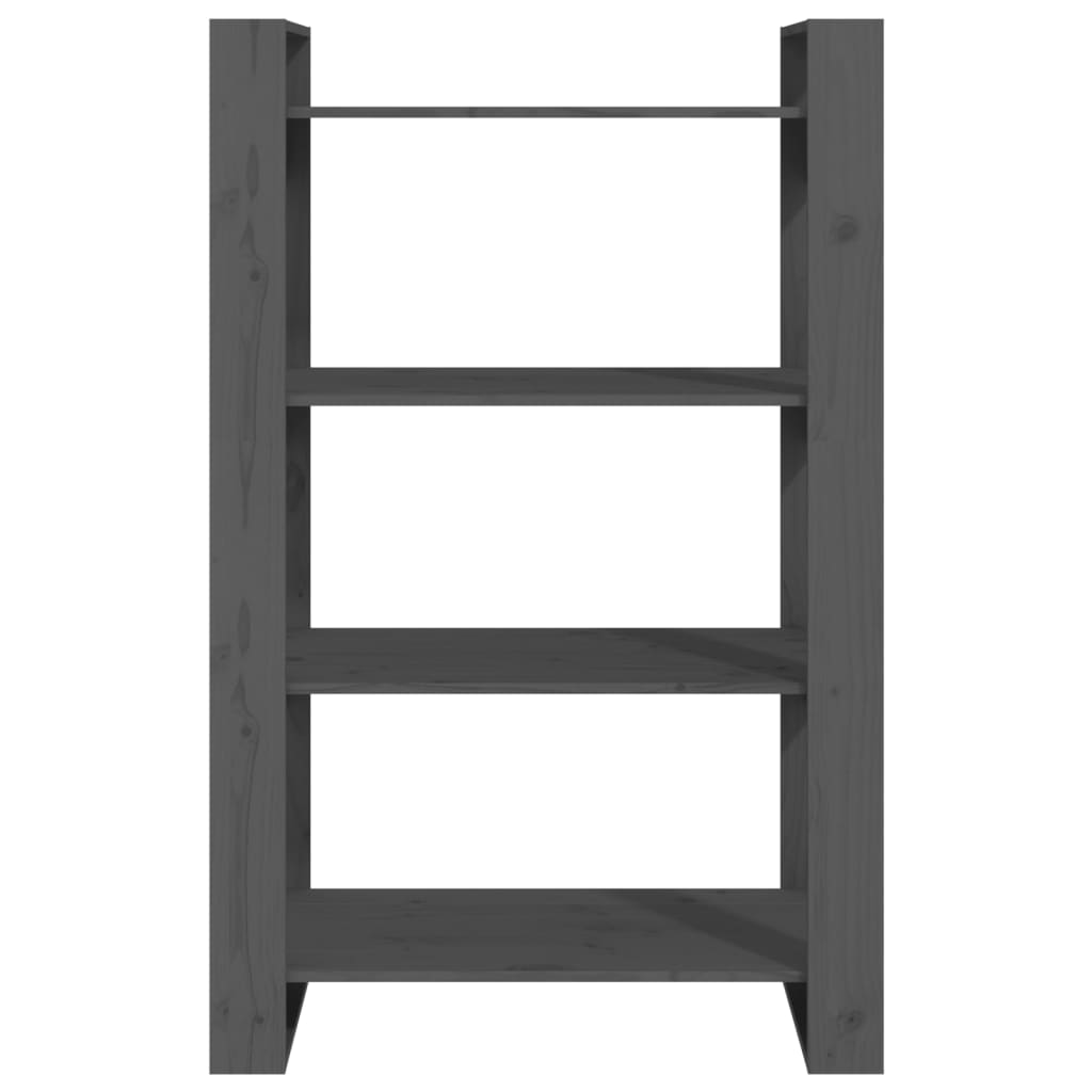 vidaXL Βιβλιοθήκη/Διαχωριστικό Χώρου Γκρι 80x35x125 εκ. Μασίφ Πεύκο