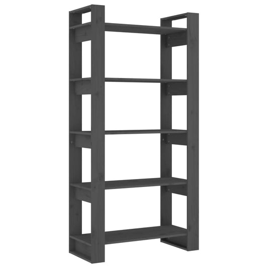 vidaXL Βιβλιοθήκη/Διαχωριστικό Χώρου Γκρι 80x35x160 εκ. Μασίφ Ξύλο