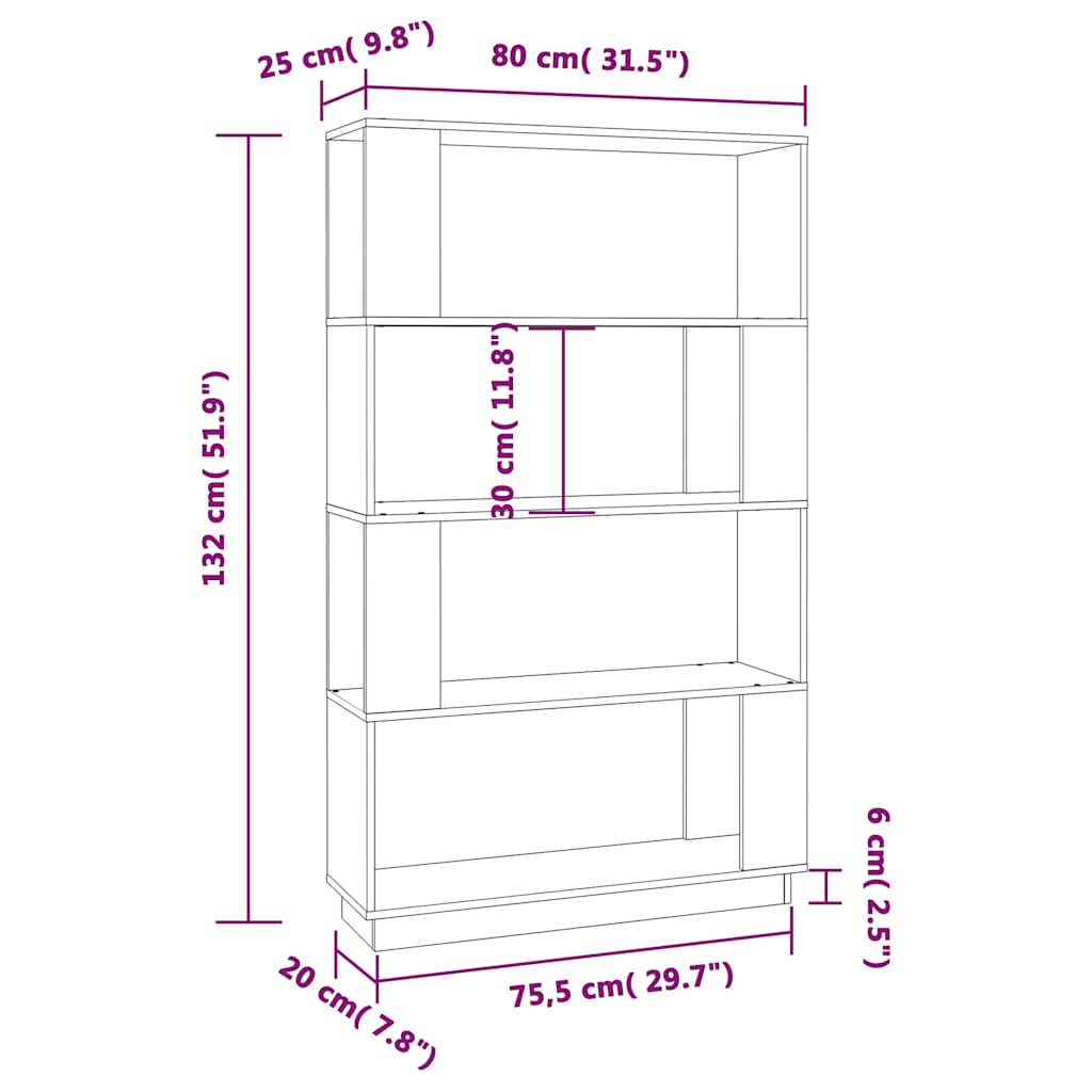 vidaXL Βιβλιοθήκη/Διαχωριστικό Χώρου 80x25x132 εκ. Μασίφ Ξύλο Πεύκου