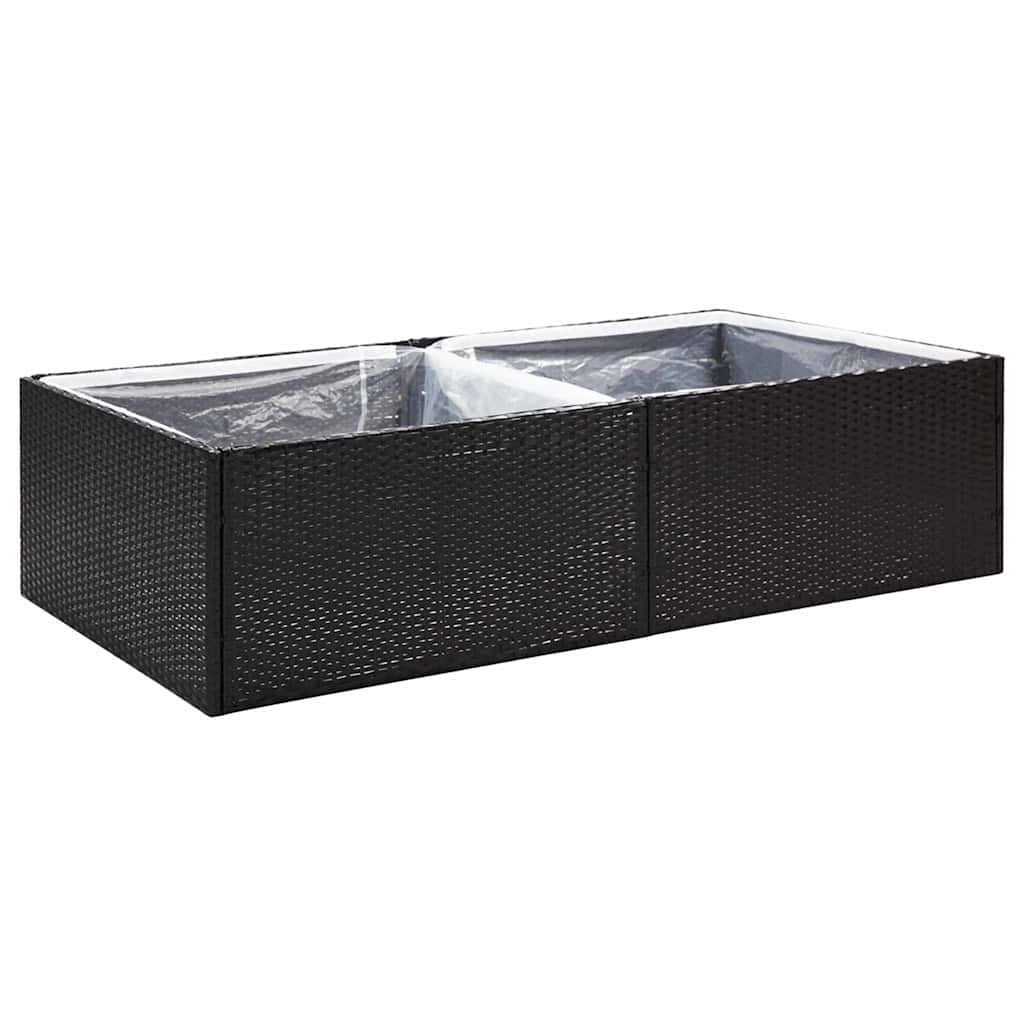 vidaXL Ζαρντινιέρα Κήπου Μαύρη 157 x 80 x 40 εκ. από Συνθετικό Ρατάν