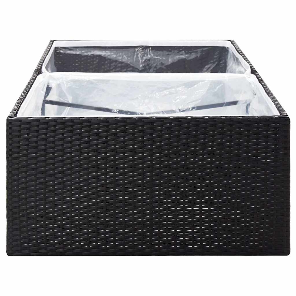 vidaXL Ζαρντινιέρα Κήπου Μαύρη 157 x 80 x 40 εκ. από Συνθετικό Ρατάν