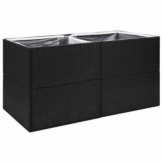 vidaXL Ζαρντινιέρα Κήπου Μαύρη 157 x 80 x 80 εκ. από Συνθετικό Ρατάν