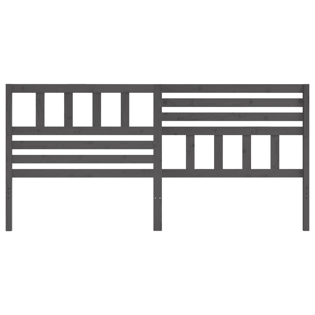 vidaXL Κεφαλάρι κρεβατιού Γκρι 206x4x100 εκ. από Μασίφ Ξύλο Πεύκου