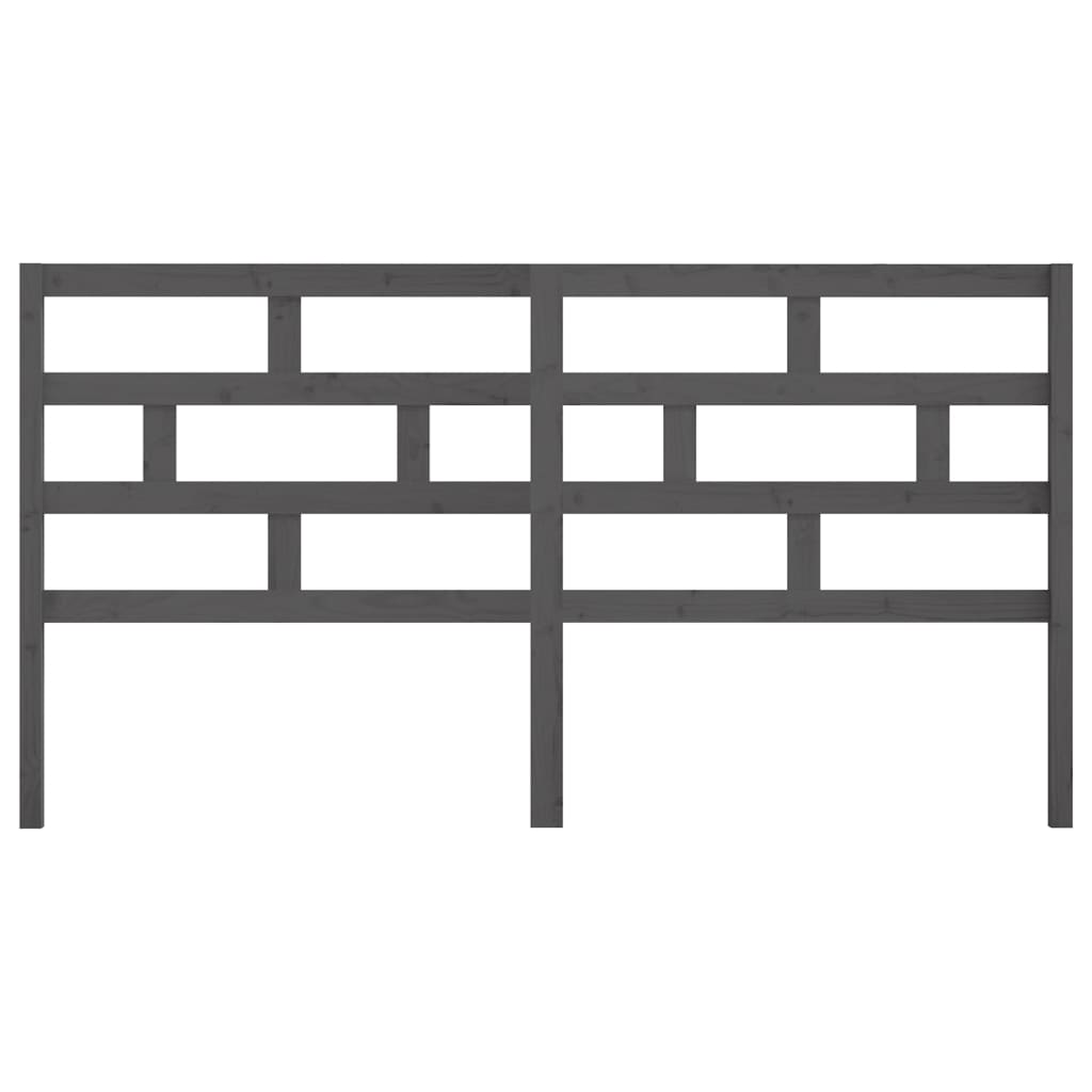 vidaXL Κεφαλάρι κρεβατιού Γκρι 206x4x100 εκ. από Μασίφ Ξύλο Πεύκου
