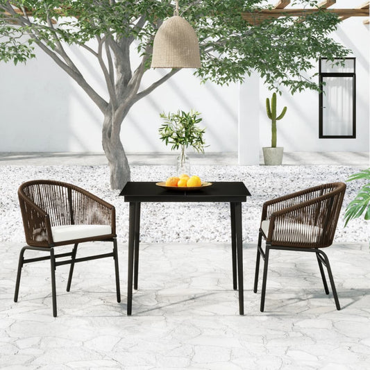 vidaXL Σετ Τραπεζαρίας Κήπου 3 Τεμαχίων Καφέ