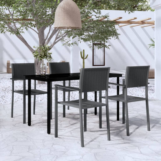 vidaXL Σετ Τραπεζαρίας Κήπου 5 Τεμαχίων Μαύρο