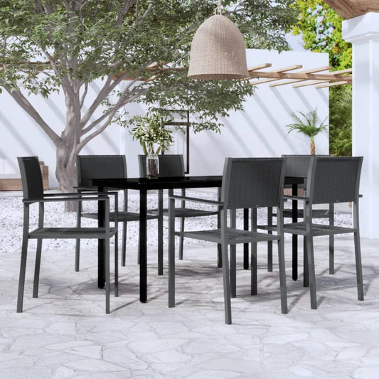 vidaXL Σετ Τραπεζαρίας Κήπου 7 Τεμαχίων Μαύρο