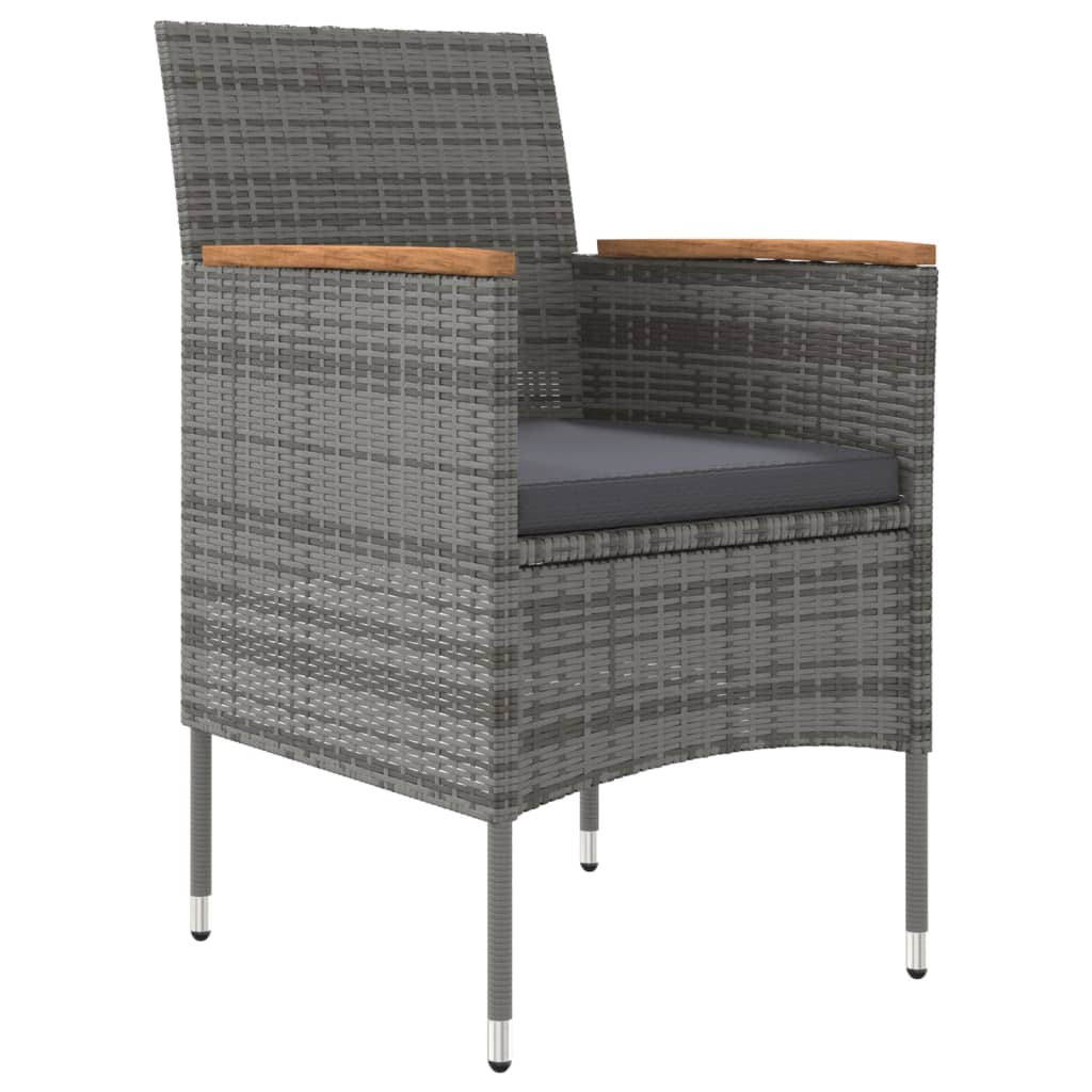 vidaXL Σετ Τραπεζαρίας Κήπου 7 τεμ. Γκρι / Μαύρο με Μαξιλάρια