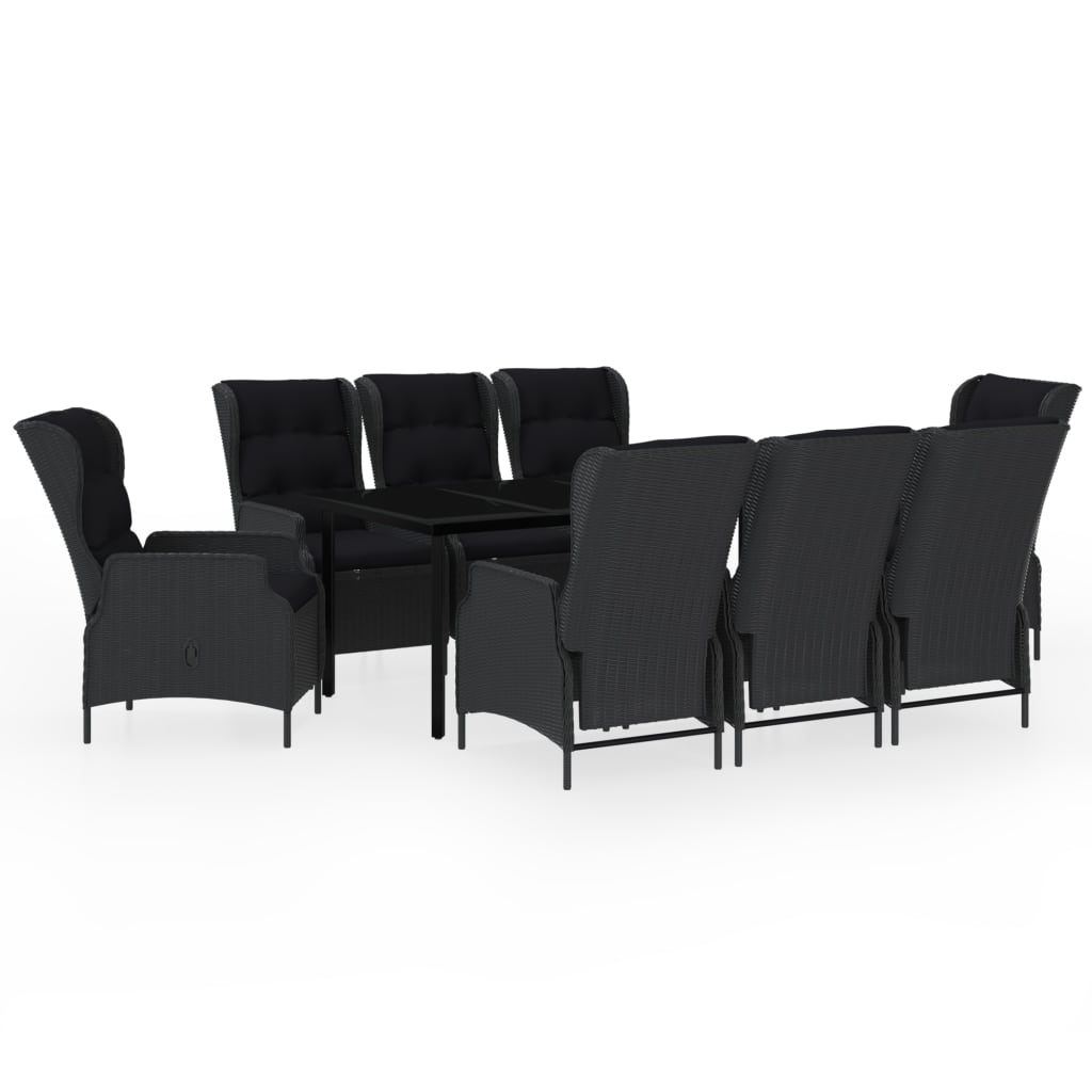 vidaXL Σετ Τραπεζαρίας Κήπου 9 Τεμαχίων Σκούρο Γκρι