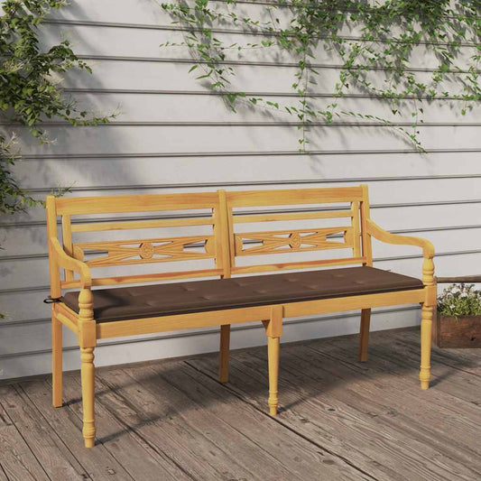 vidaXL Παγκάκι Batavia 150 εκ. από Μασίφ Ξύλο Teak με Taupe Μαξιλάρι