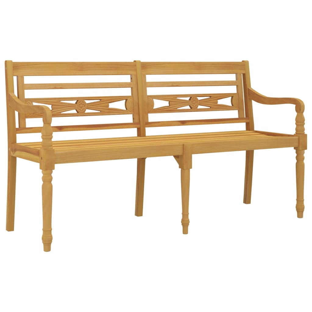 vidaXL Παγκάκι Batavia 150 εκ. Μασίφ Ξύλο Teak με Μπλε Ρουά Μαξιλάρι
