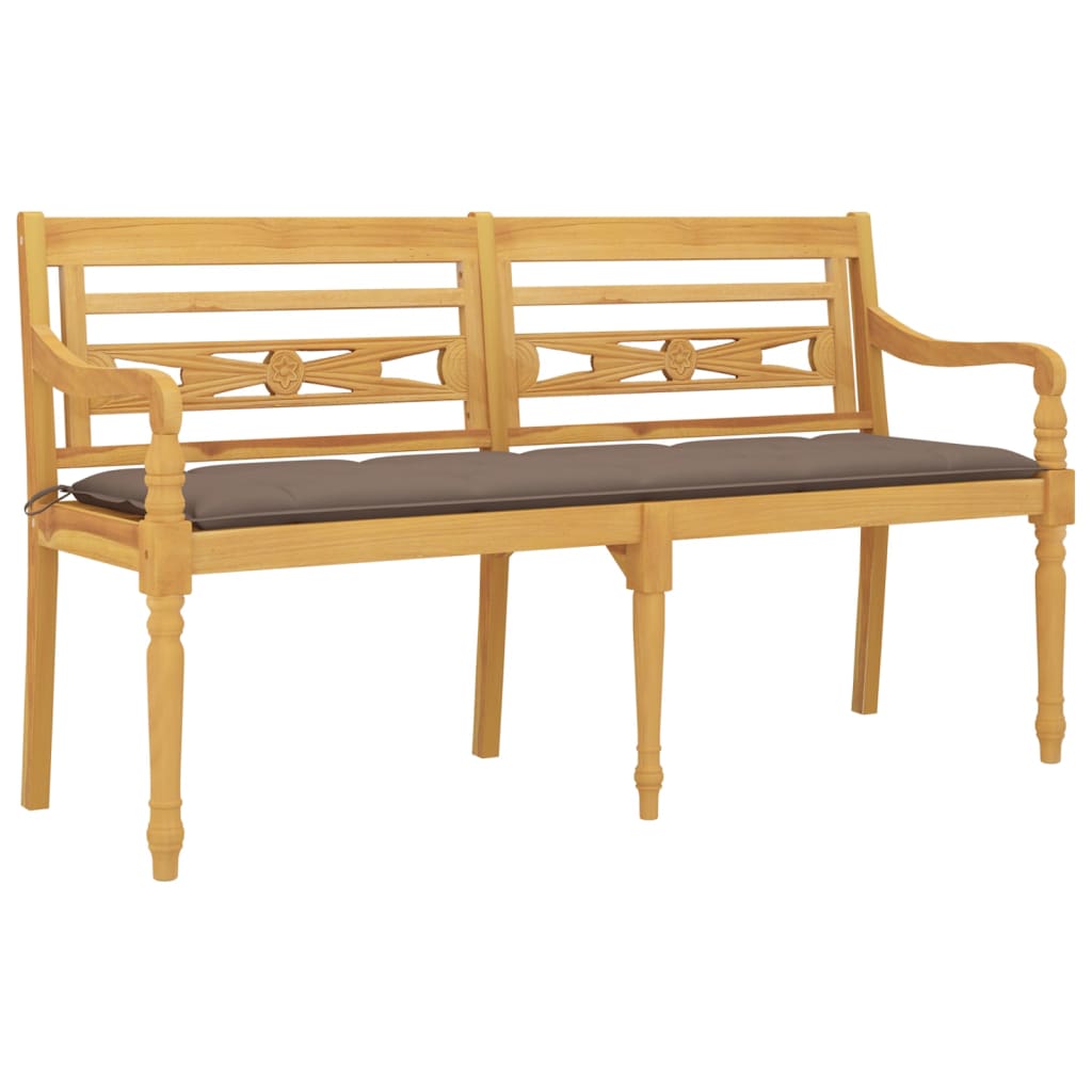 vidaXL Παγκάκι Batavia 150 εκ. από Μασίφ Ξύλο Teak με Taupe Μαξιλάρι