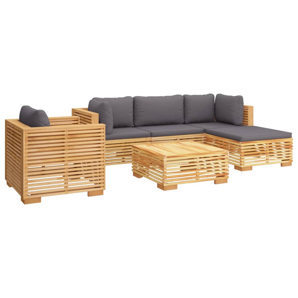vidaXL Σαλόνι Κήπου Σετ 6 Τεμαχίων από Μασίφ Ξύλο Teak με Μαξιλάρια