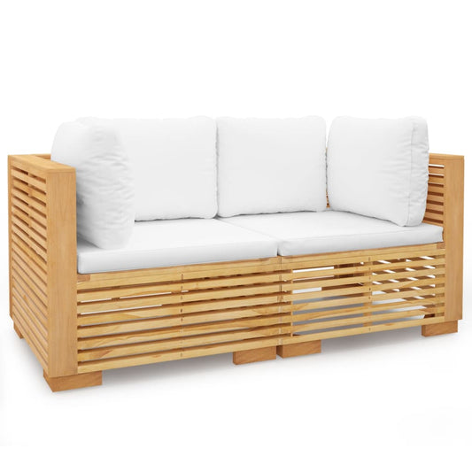 vidaXL Καναπέδες Κήπου Γωνιακοί 2 τεμ. Μασίφ Ξύλο Teak με Μαξιλάρια