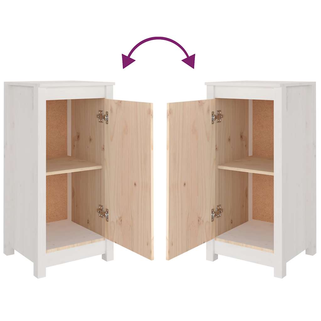 vidaXL Συρταριέρες 2 τεμ. Λευκό 39x35x80 εκ. από Μασίφ Ξύλο Πεύκου