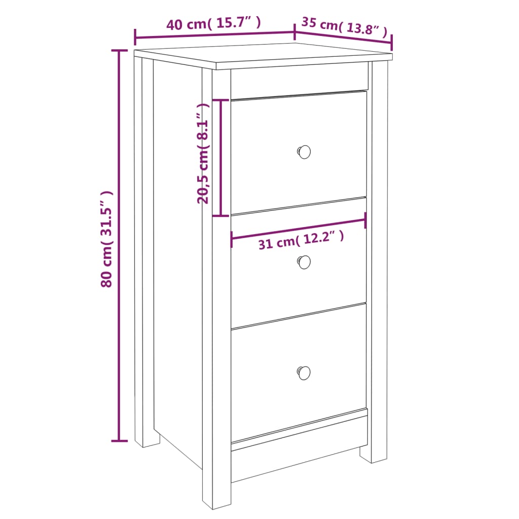 vidaXL Ντουλάπι 40 x 35 x 80 εκ. από Μασίφ Ξύλο Πεύκου