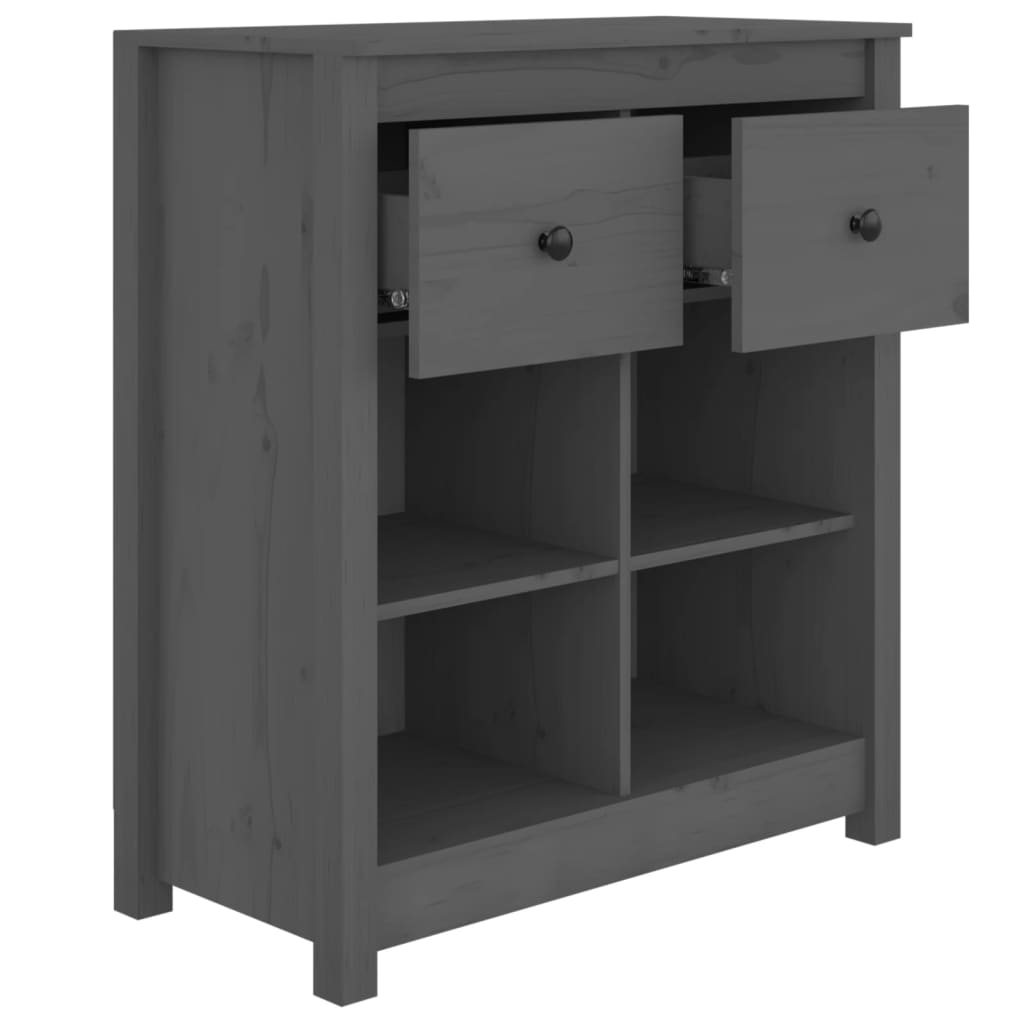 vidaXL Συρταριέρα Γκρί 70 x 35 x 80 εκ. από Μασίφ Ξύλο Πεύκου