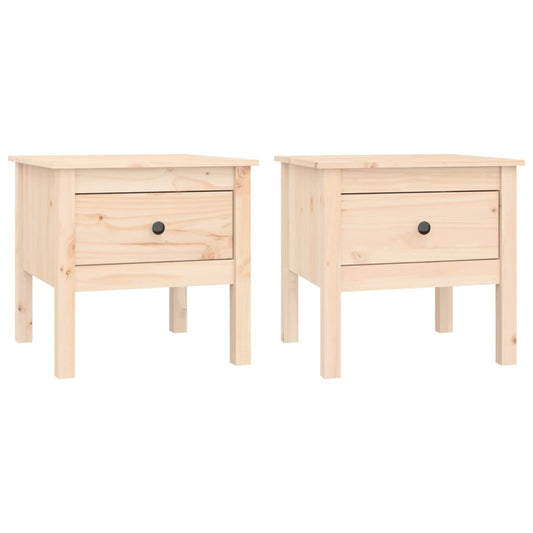 vidaXL Βοηθητικά Τραπέζια 2 τεμ. 50x50x49 εκ. Μασίφ Ξύλο Πεύκου
