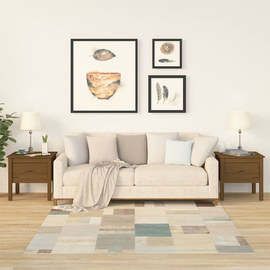 vidaXL Βοηθητικά Τραπέζια 2 τεμ. Καφέ Μελί50x50x49εκ.Μασίφ Ξύλο Πεύκου