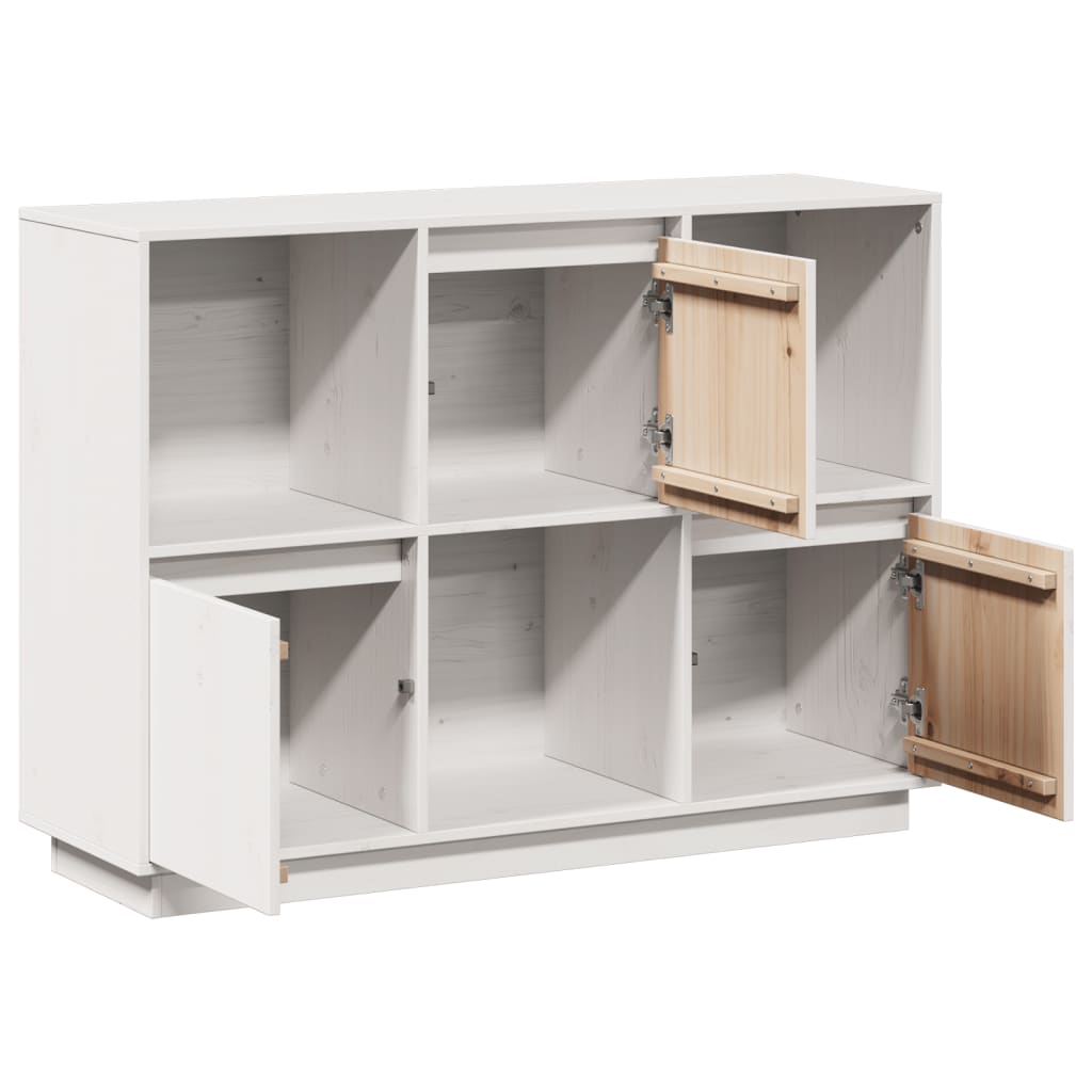 vidaXL Ντουλάπι Λευκό 110,5 x 35 x 80 εκ. από Μασίφ Ξύλο Πεύκου