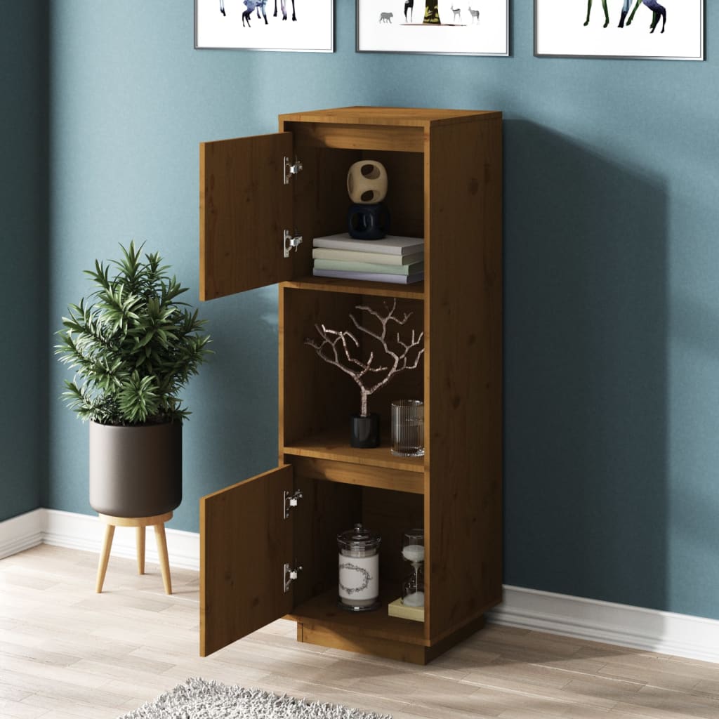 vidaXL Ντουλάπι Ψηλό Μελί 38 x 35 x 117 εκ. από Μασίφ Ξύλο Πεύκου
