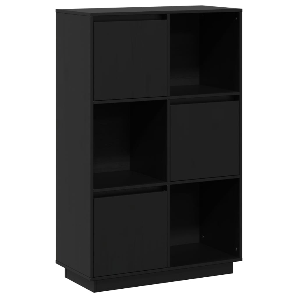 vidaXL Ντουλάπι Ψηλό Μαύρο 74 x 35 x 117 εκ. από Μασίφ Ξύλο Πεύκου