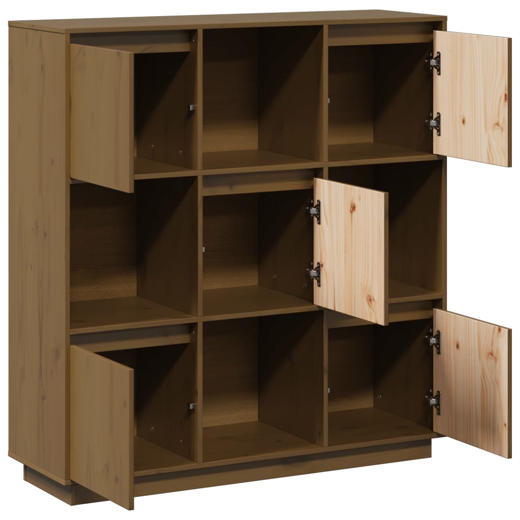 vidaXL Ντουλάπι Ψηλό Μελί 110,5x35x117 εκ. από Μασίφ Ξύλο Πεύκου