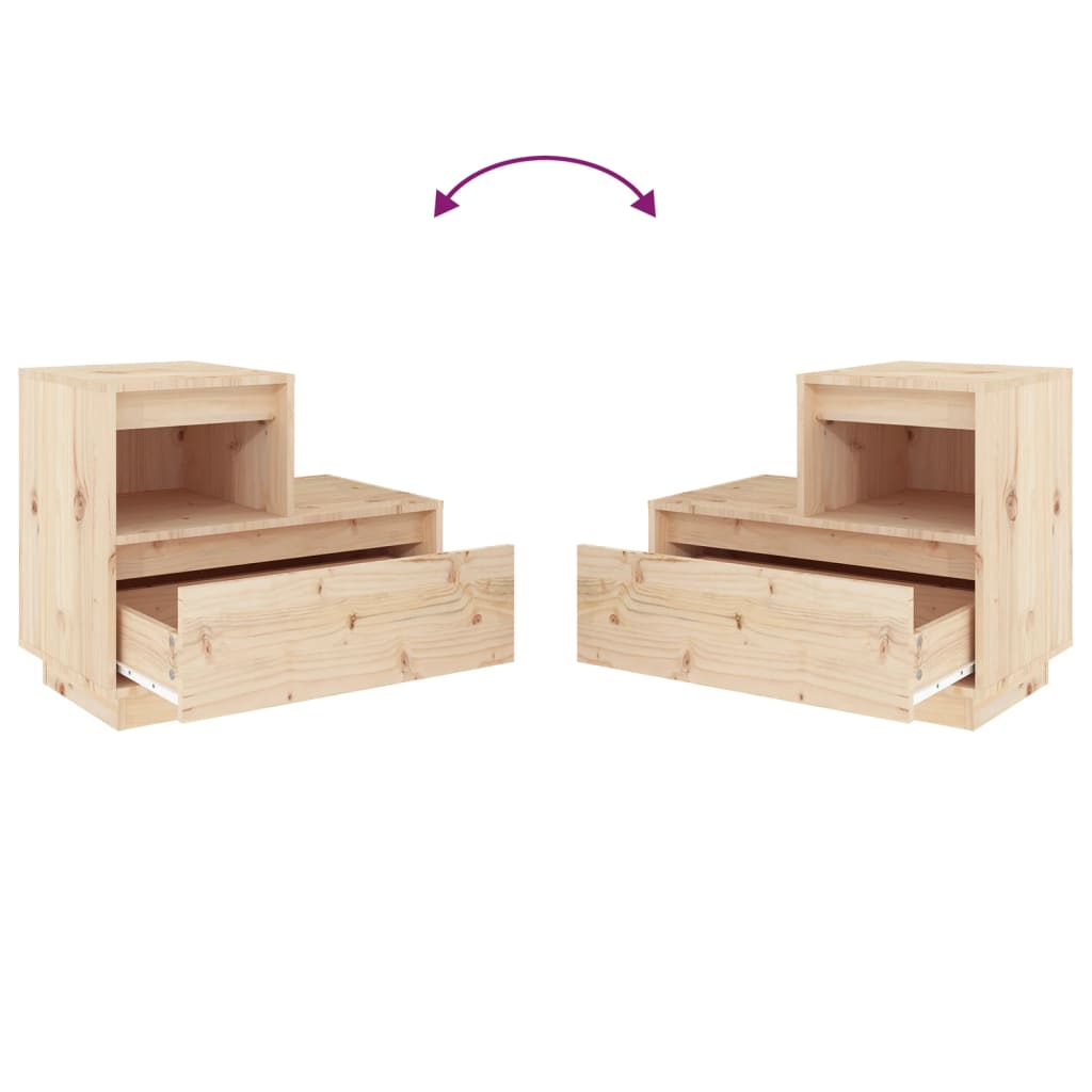 vidaXL Κομοδίνα 2 τεμ. 60 x 34 x 51 εκ. από Μασίφ Ξύλο Πεύκου