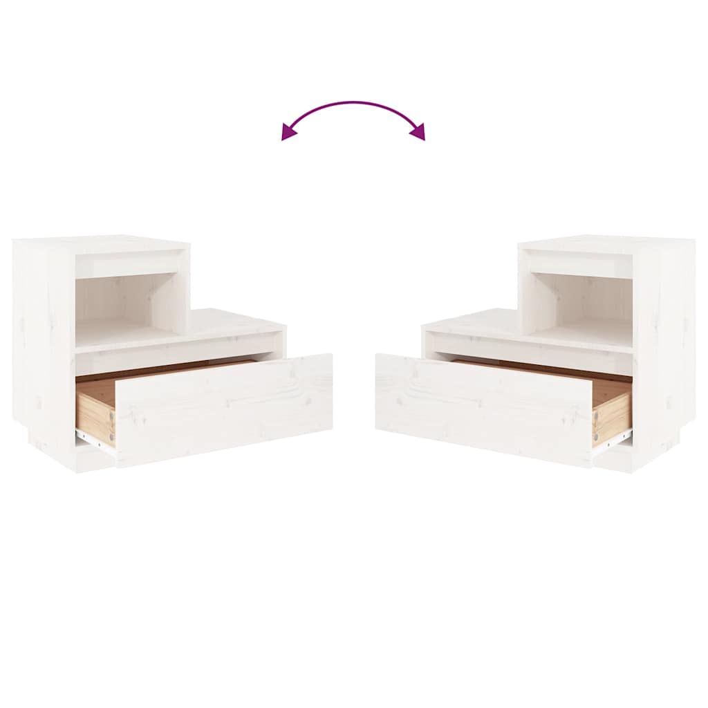 vidaXL Κομοδίνο Λευκό 60 x 34 x 51 εκ. από Μασίφ Ξύλο Πεύκου