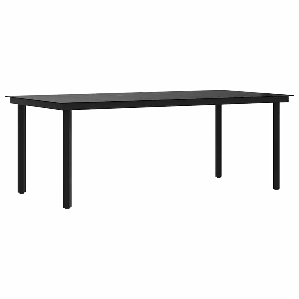 vidaXL Τραπεζαρία Κήπου Μαύρη 200 x 100 x 74 εκ. από Ατσάλι και Γυαλί