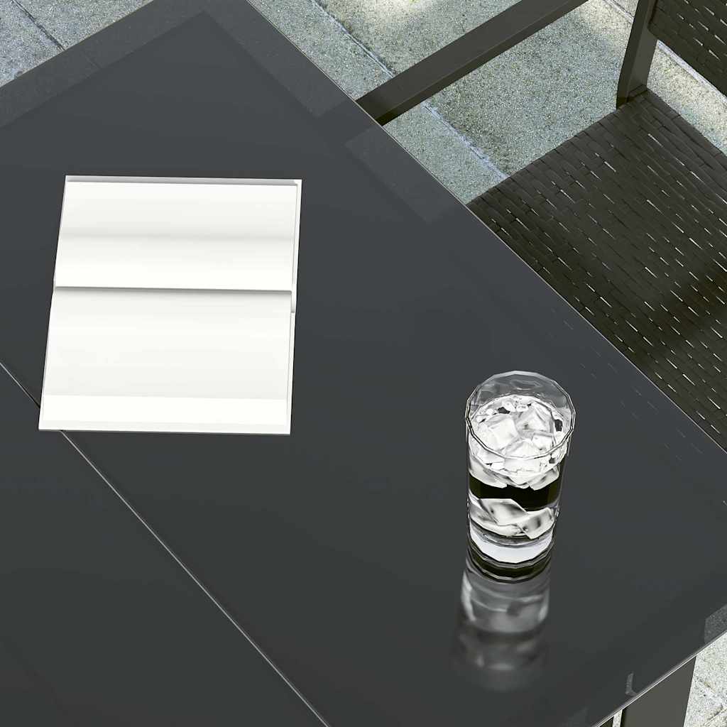 vidaXL Τραπεζαρία Κήπου Μαύρη 200 x 100 x 74 εκ. από Ατσάλι και Γυαλί