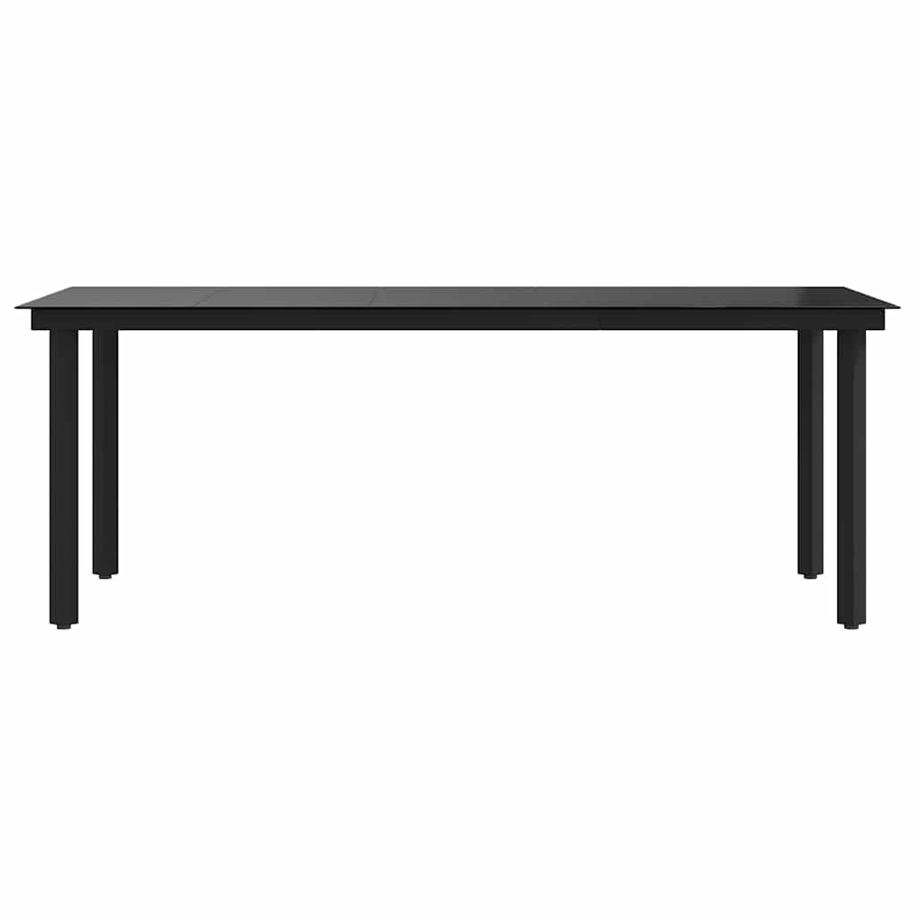 vidaXL Τραπεζαρία Κήπου Μαύρη 200 x 100 x 74 εκ. από Ατσάλι και Γυαλί