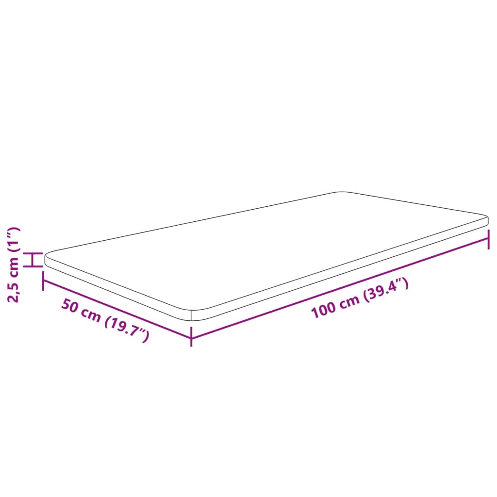 vidaXL Πάγκος Μπάνιου 100 x 50 x 2,5 εκ. Ακατέργαστο Μασίφ Ξύλο