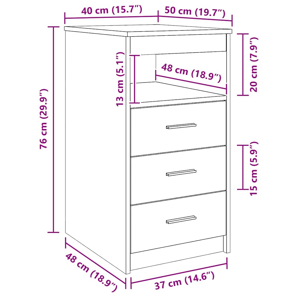 vidaXL Συρταριέρα Γκρι Sonoma 40 x 50 x 76 εκ. από Επεξεργασμένο Ξύλο