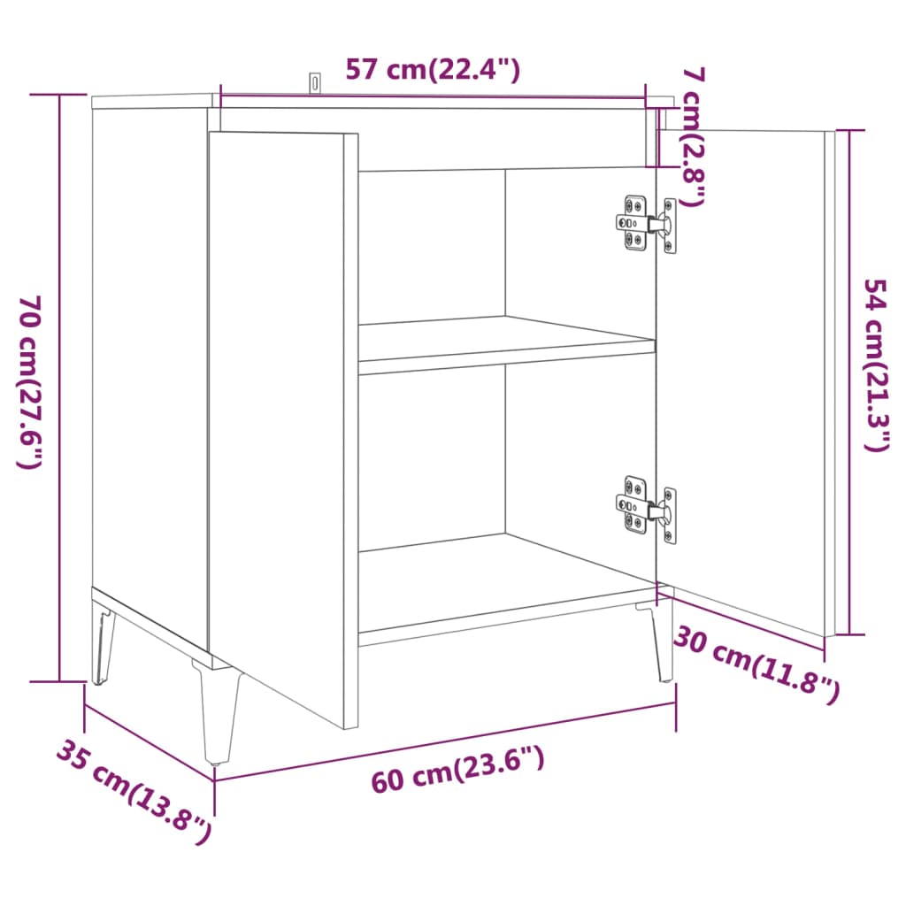 vidaXL Ντουλάπι Καπνιστή Δρυς 60 x 35 x 70 εκ. Επεξεργασμένο Ξύλο