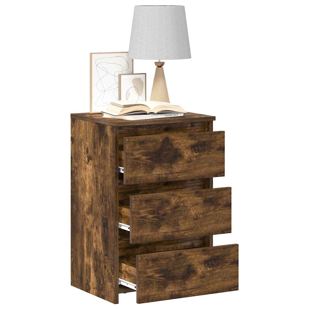 vidaXL Κομοδίνα 2 τεμ. Καπνιστή Δρυς 40x35x62,5 εκ. Επεξεργασμένο Ξύλο