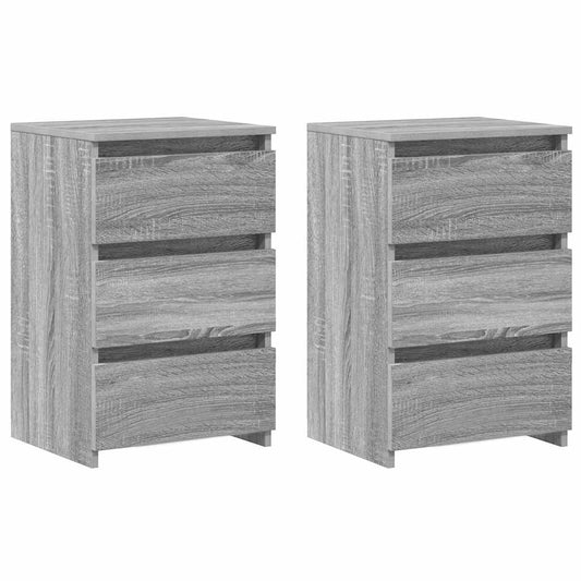 vidaXL Κομοδίνα 2 τεμ. Γκρι Sonoma 40x35x62,5 εκ. Επεξεργασμένο Ξύλο