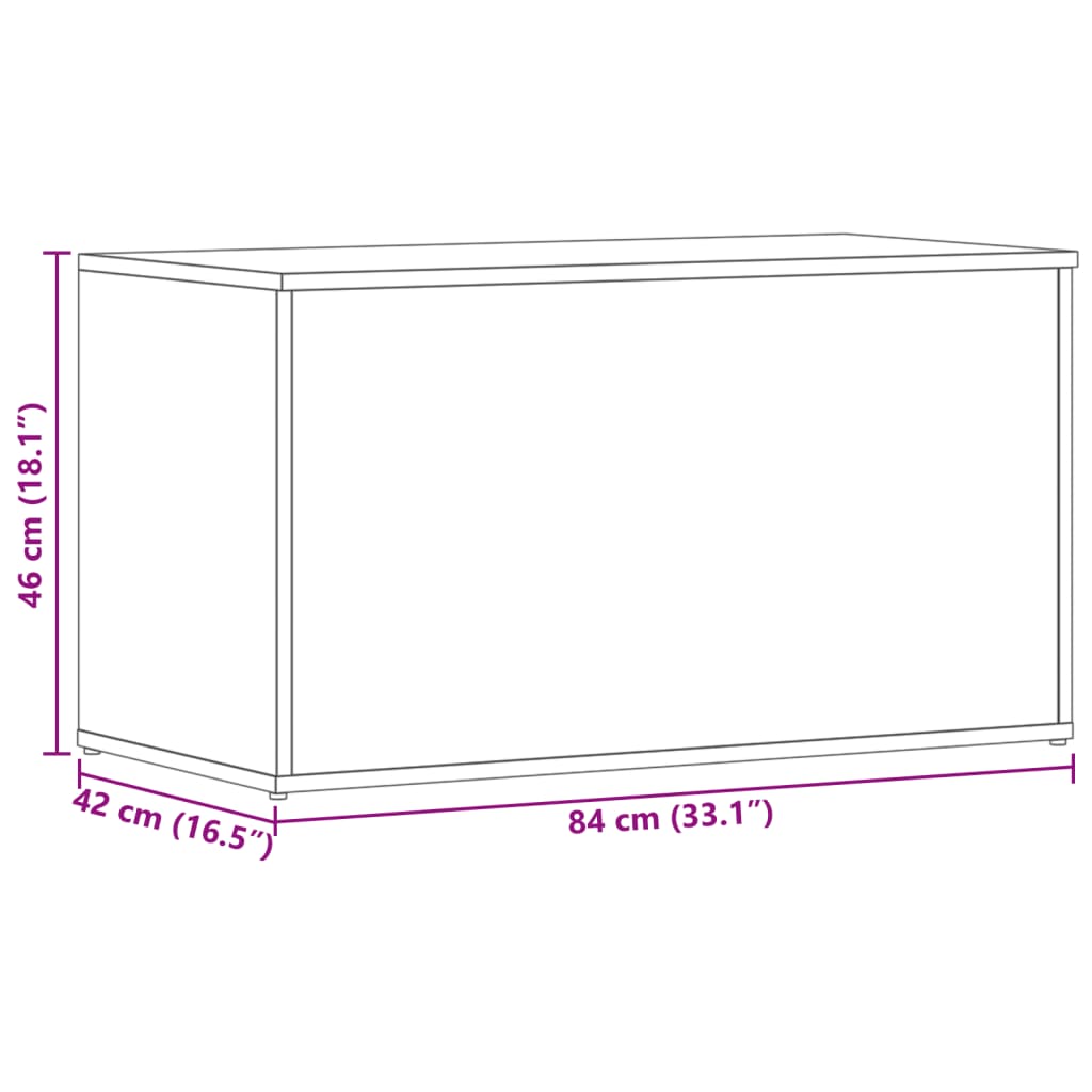vidaXL Μπαούλο Αποθήκευσης Καφέ Δρυς 84x42x46 εκ. Επεξεργασμένο Ξύλο