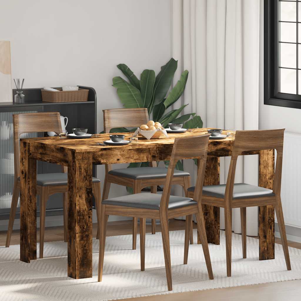 vidaXL Τραπεζαρία Καπνιστή Δρυς 140x74,5x76 εκ. από Επεξεργασμένο Ξύλο
