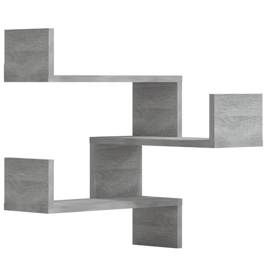 vidaXL Γωνιακές Ραφιέρες Τοίχου 2 τεμ Γκρι Sonoma 40x40x50εκ Επ. Ξύλο