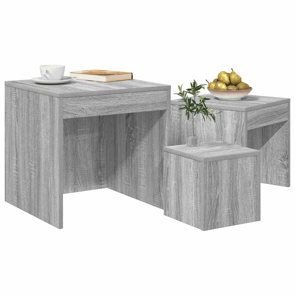 vidaXL Τραπεζάκια Ζιγκόν 3 τεμ. Γκρι Sonoma από Επεξεργασμένο Ξύλο