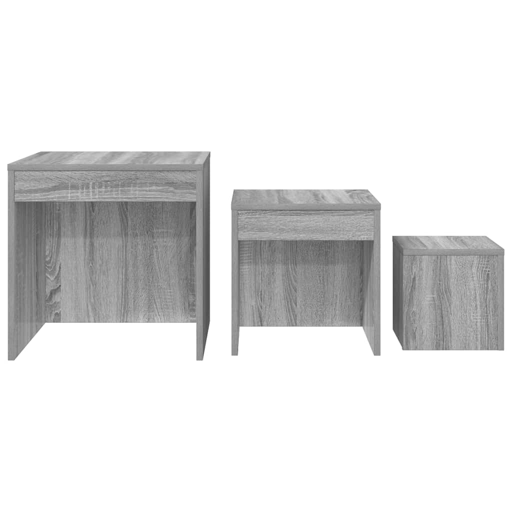 vidaXL Τραπεζάκια Ζιγκόν 3 τεμ. Γκρι Sonoma από Επεξεργασμένο Ξύλο