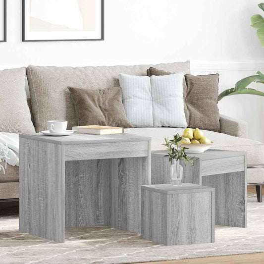 vidaXL Τραπεζάκια Ζιγκόν 3 τεμ. Γκρι Sonoma από Επεξεργασμένο Ξύλο