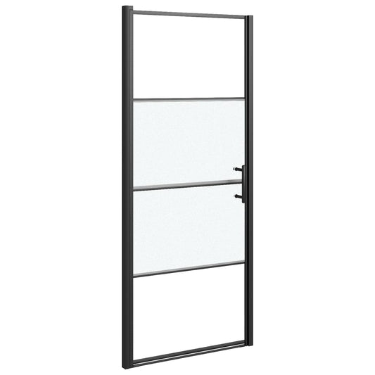 vidaXL Πόρτα Ντουζιέρας Μαύρη με Αμμοβολή 81x195 εκ. από Ψημένο Γυαλί