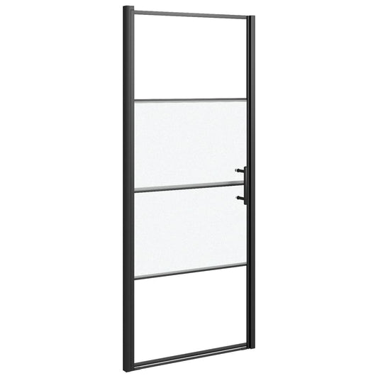 vidaXL Πόρτα Ντουζιέρας Μαύρη με Αμμοβολή 91x195 εκ. από Ψημένο Γυαλί